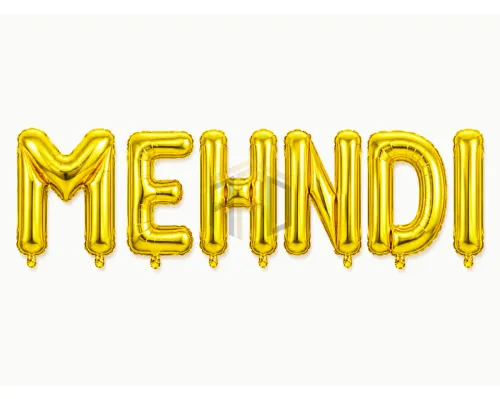 Mehndi Letter Foil Balloon Banner Set – Gold & Silver Alphabet Balloons for Mehndi Decoration