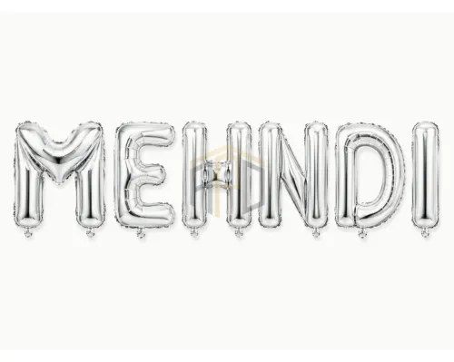 Mehndi Letter Foil Balloon Banner Set – Gold & Silver Alphabet Balloons for Mehndi Decoration