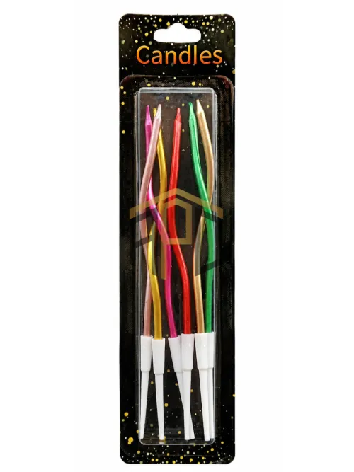 Metallic Spiral Birthday Candles Set – Gold, Silver, Red, Black, Dark Blue, Dark Pink, Light Pink, Green, White & Multi Colours Available