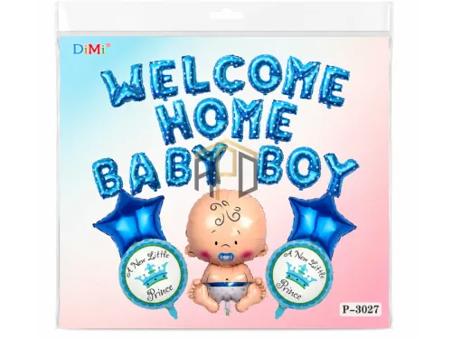 Welcome Home Baby Balloon Decoration Kit – Baby Foil, Heart & Round Balloons for Newborn Welcome Party