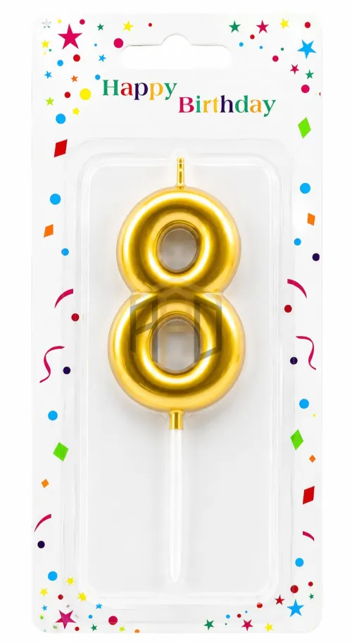 Gold Number Birthday Cake Candle (0-9) – Premium Metallic Number Candle for Birthday Cakes