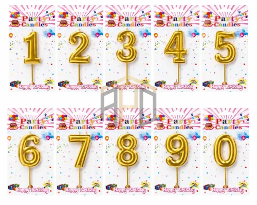 Gold Number Birthday Cake Candle (0-9) – Premium Metallic Number Candle for Birthday Cakes