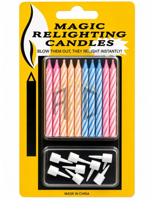 Magic Relighting Birthday Candles – 10 PCS Re-Light Trick Cake Candles with Holders | Colorful Party Candles