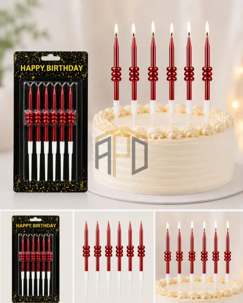 Premium Spiral Metallic Birthday Cake Candles Set – Long Celebration Candles (Gold, Silver, Red, Pink, Blue & Multicolor)