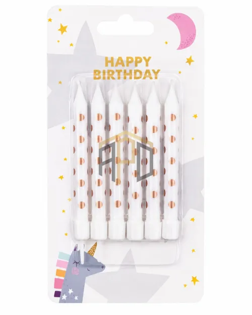 Premium Polka Dot Birthday Cake Candles Set – Decorative Party Candles (White & Black)