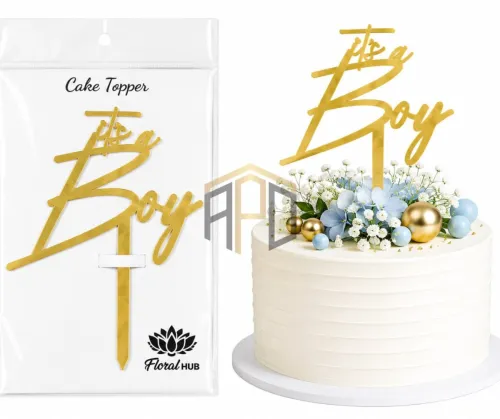 It's a Boy Cake Topper – Premium Acrylic Baby Shower & Newborn Celebration Cake Decoration (Gold & Silver)
