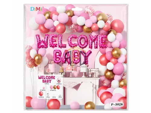 Welcome Baby Pink Balloon Garland Kit – Baby Shower Decoration Set