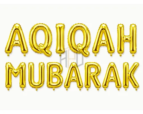 Aqiqah Mubarak Letter Foil Balloon Banner Set 16 Inch | Gold & Silver Party Decoration Balloons