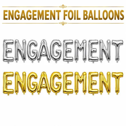 Engagement Foil Balloon Banner Set – Gold & Silver Letter Balloons