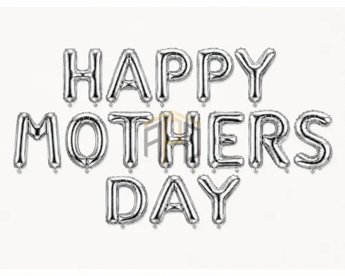 Happy Mother's Day Foil Balloon Banner Set – Gold & Silver Letter Balloons