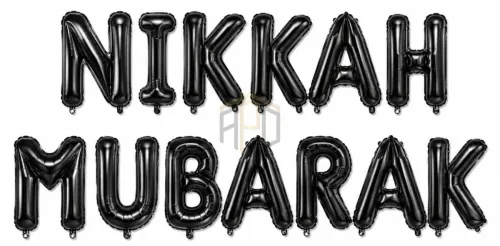 Nikah Mubarak Letter Foil Balloon Banner for Wedding & Islamic Nikah Decorations | Gold, Silver, Black & Red