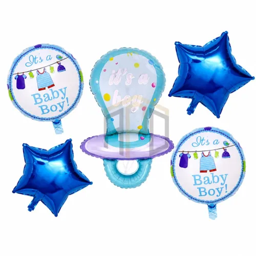 Baby Boy Pacifier Foil Balloon Set with Star Balloons | It's a Baby Boy Baby Shower & Newborn Welcome Decoration