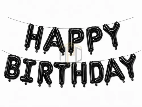 Happy Birthday Letter Foil Balloon Banner for Birthday Party Decorations | Gold, Silver, Red, Black, Rose Gold, Pink, Blue & Multi Color