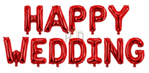 Happy Wedding Foil Letter Balloon Banner Set – Gold, Silver & Red Colours Available