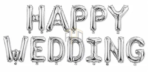 Happy Wedding Foil Letter Balloon Banner Set – Gold, Silver & Red Colours Available