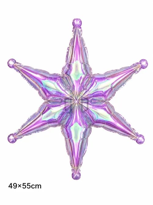 Premium Iridescent 6 Point Star Foil Balloon – Holographic Party Decoration Balloon (49 × 55 cm)