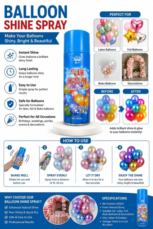 Balloon Shine Spray 500ml for Latex, Foil & Bobo Balloons