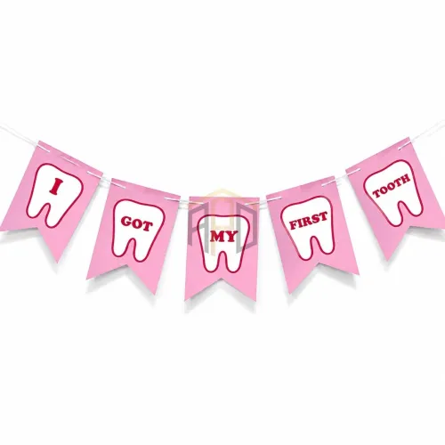 I Got My First Tooth Banner – Boy & Girl Theme (Pink & Blue)