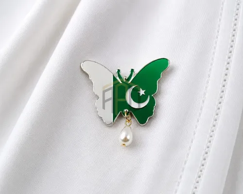 Pakistan Independence Butterfly Flag Badge Pin