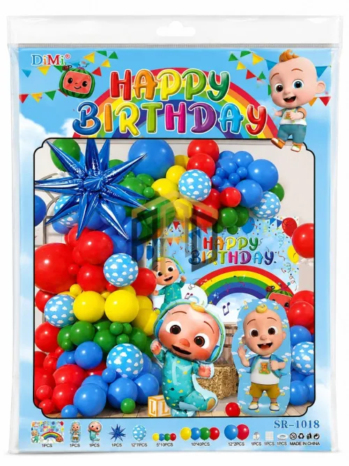 Cocomelon Happy Birthday Balloon Decoration Kit – Blue Rainbow Theme