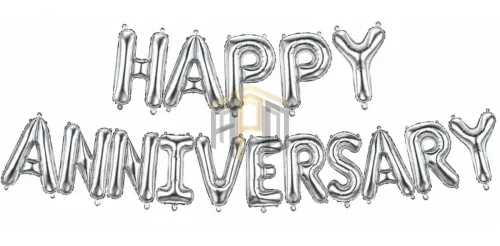 Premium Happy Anniversary Letter Foil Balloon Banner Set – Golden, Silver, Black, Red, Multi Color