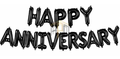 Premium Happy Anniversary Letter Foil Balloon Banner Set – Golden, Silver, Black, Red, Multi Color