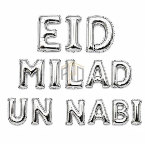 Eid Milad Un Nabi Foil Balloon Letters Gold Silver - Islamic Decor