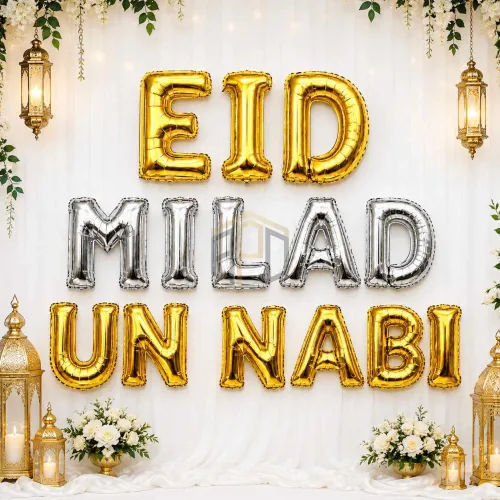Eid Milad Un Nabi Foil Balloon Letters Gold Silver - Islamic Decor