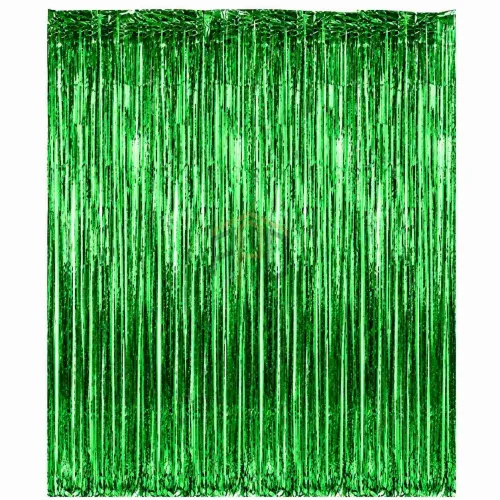 1½ x5 FT Silver Green Foil Fringe Curtain