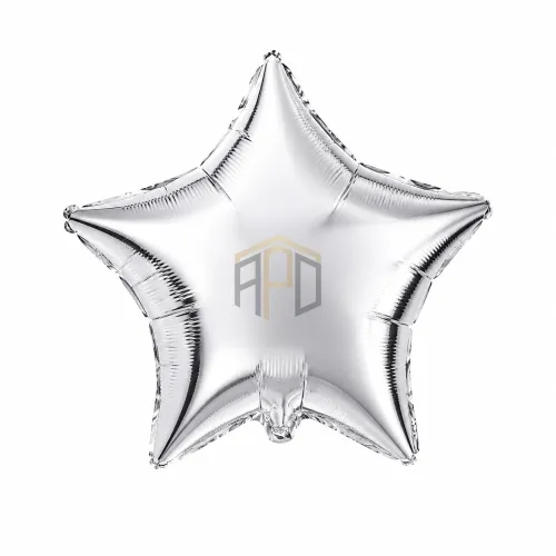 16 Inch Silver & Green Star Foil Balloons