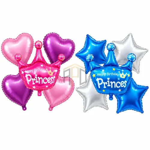 Princess & Prince Foil Balloons Set for Birthday Decoration