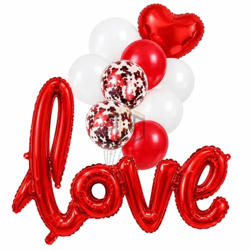 Love Balloon Decoration Set – Red & White