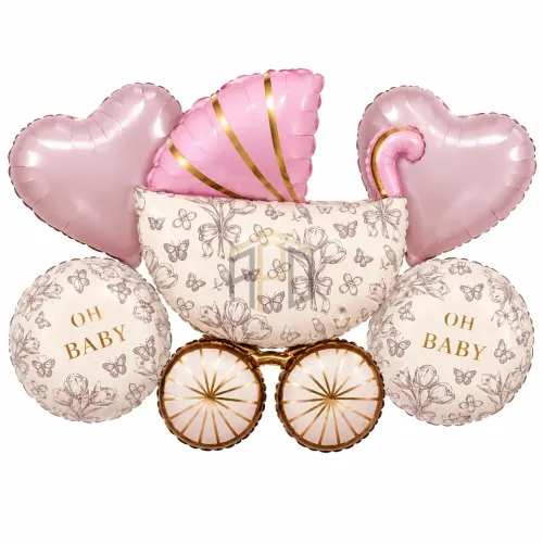 Baby Shower Carriage Foil Balloon Set