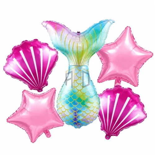 Mermaid Tail 5 Pcs Foil Balloon Set