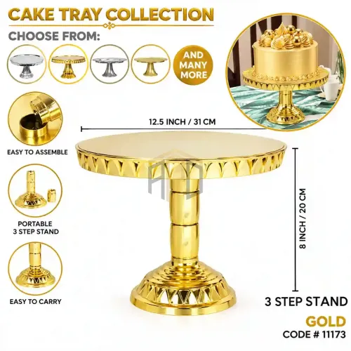Round Cake Table Stand | Golden & Silver