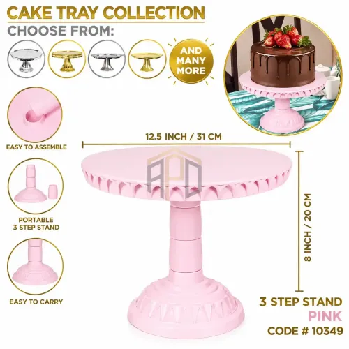 Cake Stand & Cake Tray – White, Light Pink & Light Blue