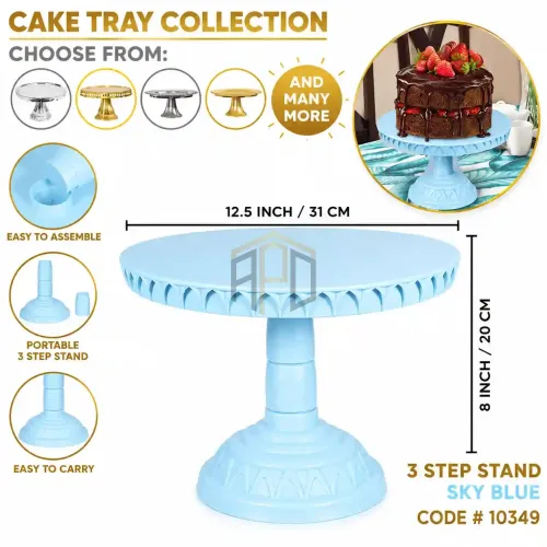 Cake Stand & Cake Tray – White, Light Pink & Light Blue