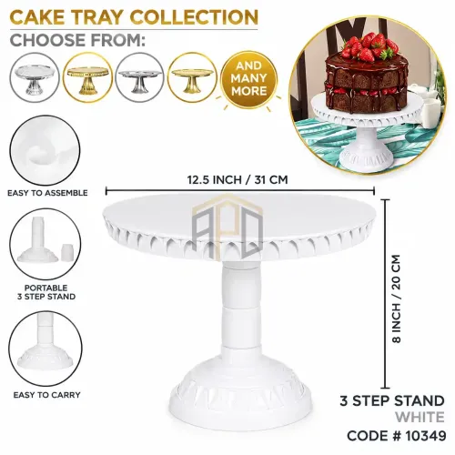 Cake Stand & Cake Tray – White, Light Pink & Light Blue