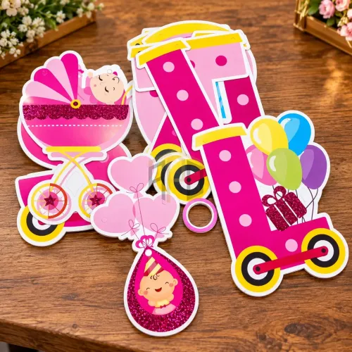 It’s a Girl Bunting Banner – Pink Baby Shower Decoration