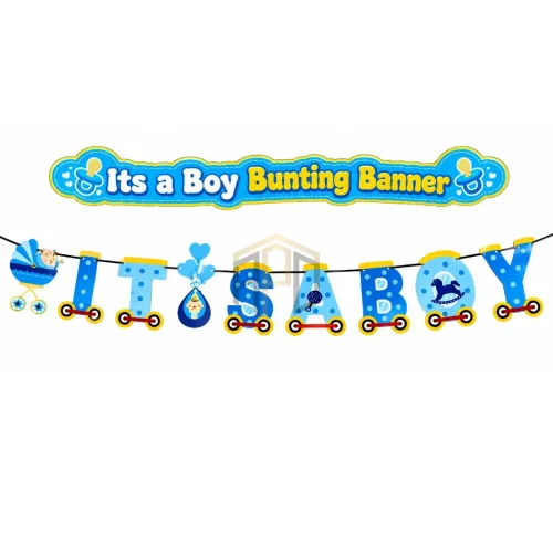 It’s a Boy Bunting Banner – Blue Baby Shower Decoration