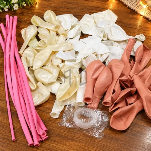 Happy Birthday Balloon Decoration Set – White, Gold & Pink Party Decor 75pcs
