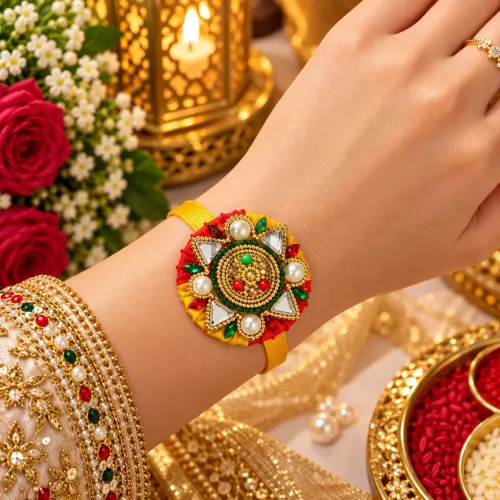 Traditional Mayon Kangan – Fancy Multicolor Mayoun Bangle with Bead & Stone Work