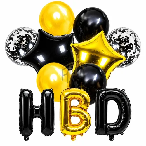 11Pcs Happy Birthday HBD Foil Balloon Set – 5 Colors