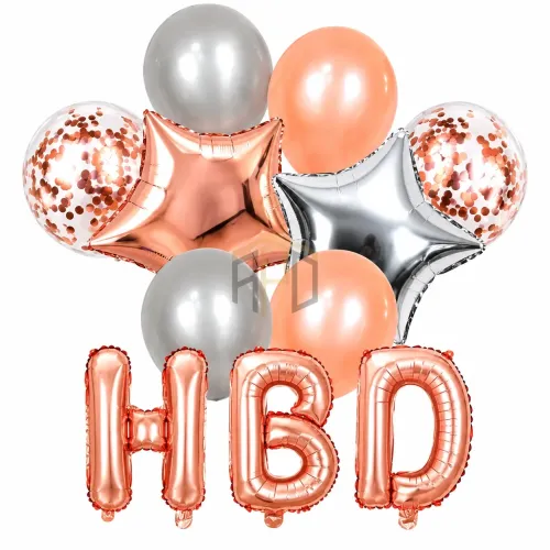 11Pcs Happy Birthday HBD Foil Balloon Set – 5 Colors