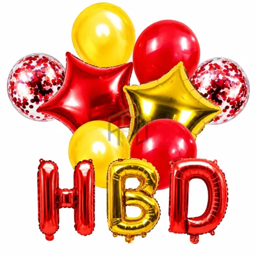 11Pcs Happy Birthday HBD Foil Balloon Set – 5 Colors