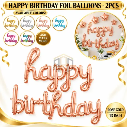 Happy Birthday Foil Balloons 2Pcs – 13 Inch Letter Balloons