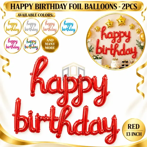 Happy Birthday Foil Balloons 2Pcs – 13 Inch Letter Balloons