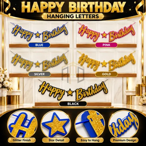 Happy Birthday Glitter Chain – Birthday Party Hanging Decoration