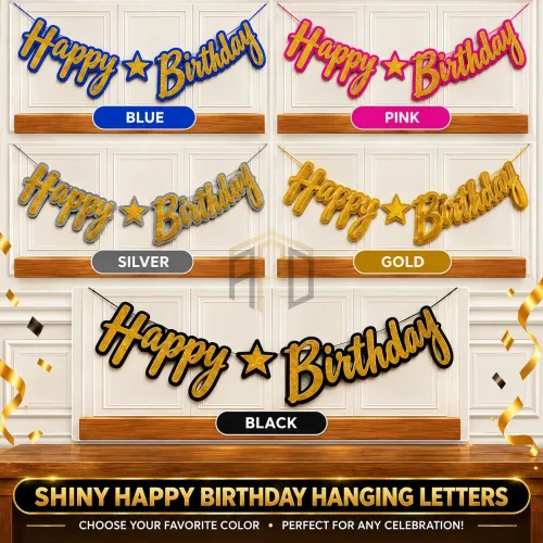 Happy Birthday Glitter Chain – Birthday Party Hanging Decoration