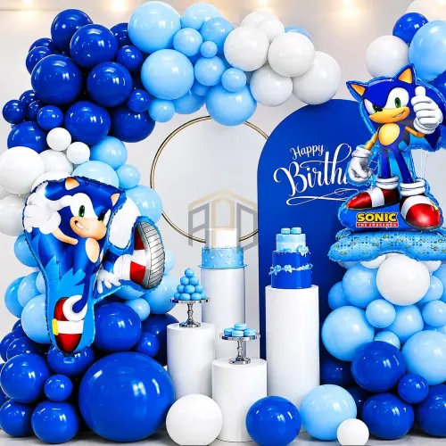 50Pcs Sonic Theme Balloon Decoration Set – Blue Birthday Party Kit